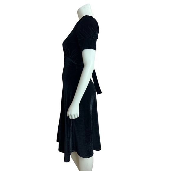 Nicoletta Carlone Black Velvet Dress XS Pierced Heart Sequin Dagger Goth 30s 40s - Picture 2 of 12